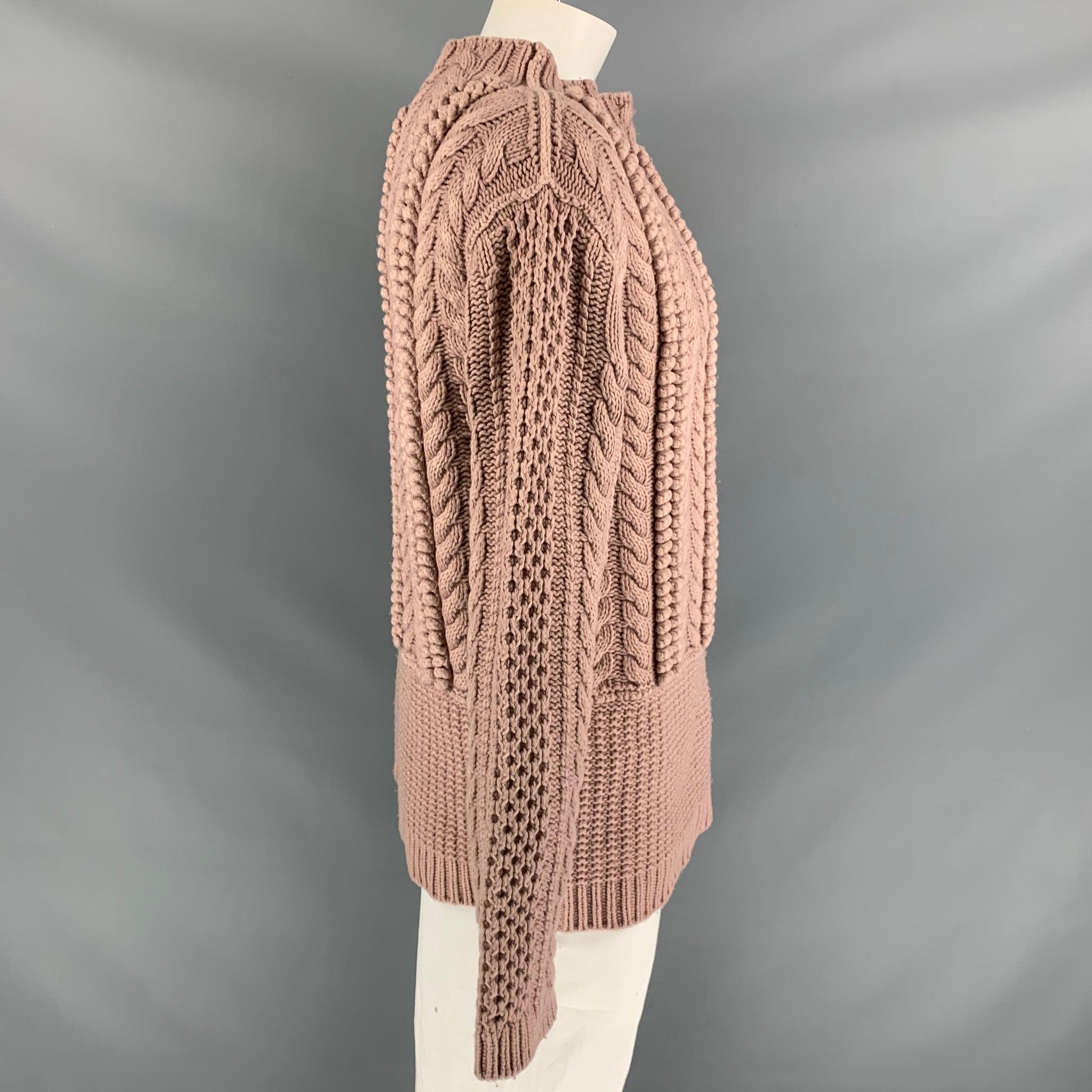 BURBERRY PRORSUM Resort 2013 Size XL Rose Cable Knit Wool Sweater For Sale 1