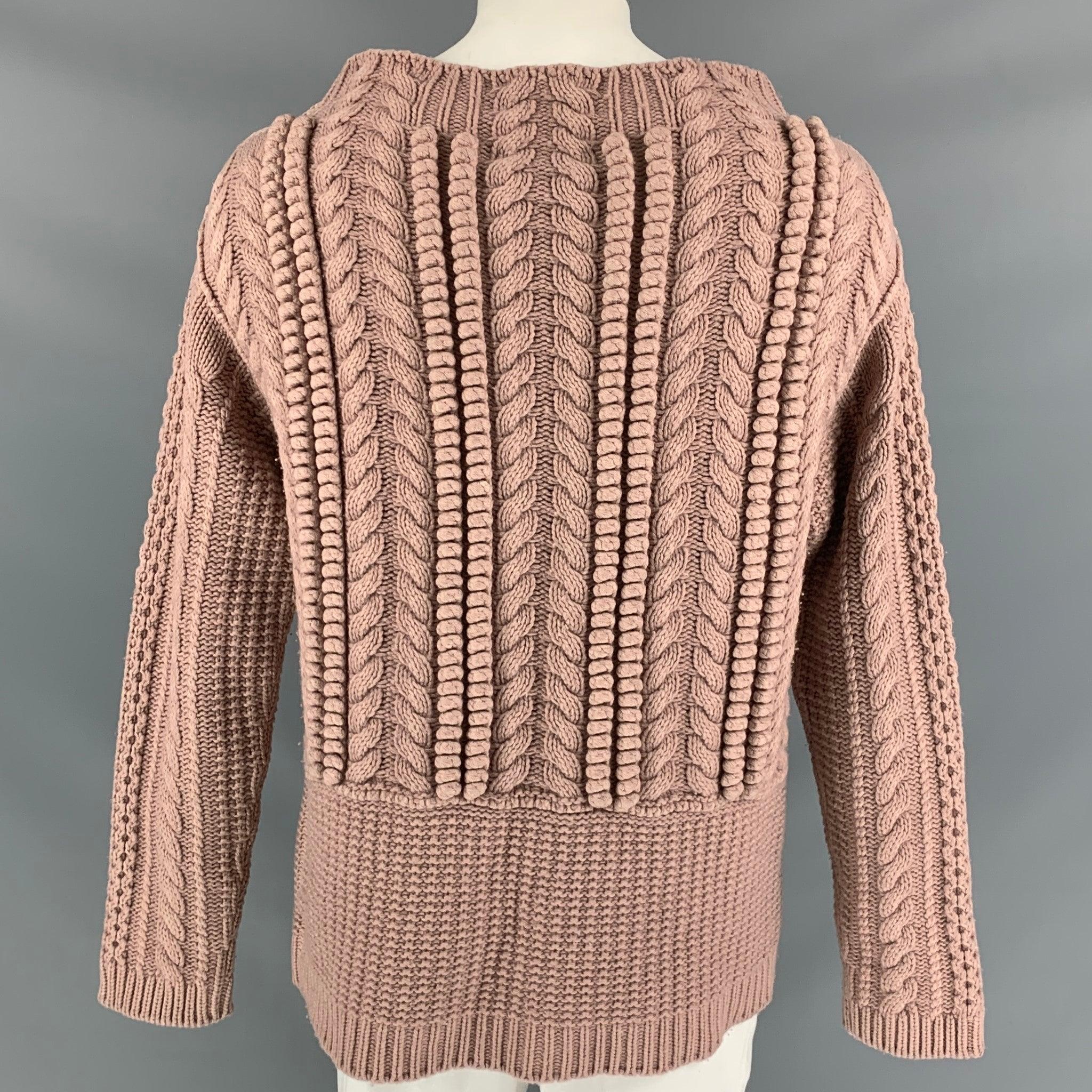 BURBERRY PRORSUM Resort 2013 Size XL Rose Cable Knit Wool Sweater For Sale 2