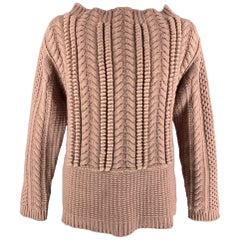 BURBERRY PRORSUM Resort 2013 Size XL Rose Cable Knit Wool Sweater