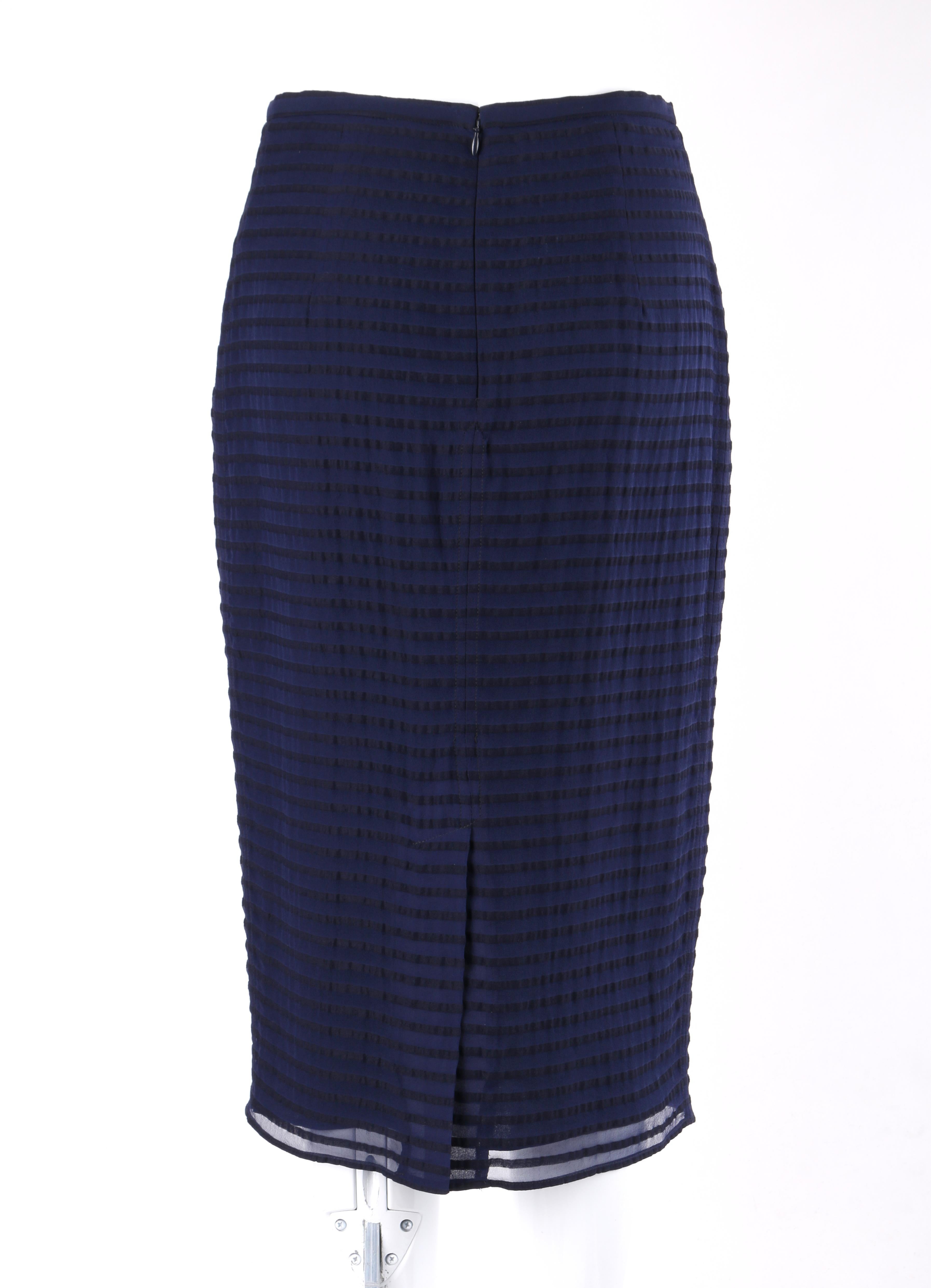 navy blue midi pencil skirt