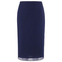 BURBERRY Prorsum Resort S/S 2015 Marineblau gestreifter Midi-Bleistiftrock, neu mit Etikett