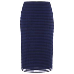 BURBERRY Prorsum Resort S/S 2015 Navy Blue Striped Midi Pencil Skirt NWT 