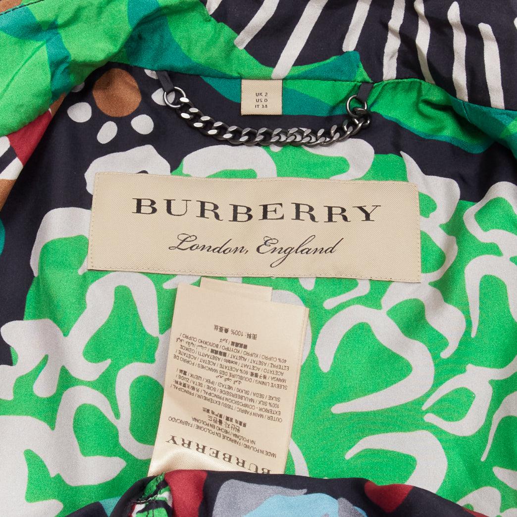 BURBERRY PRORSUM Runway silk tropical floral print belted trench coat UK2 XXS 4