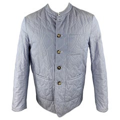 BURBERRY PRORSUM S/S 2014 Size 38 Blue & White Pinstripe Cotton Jacket