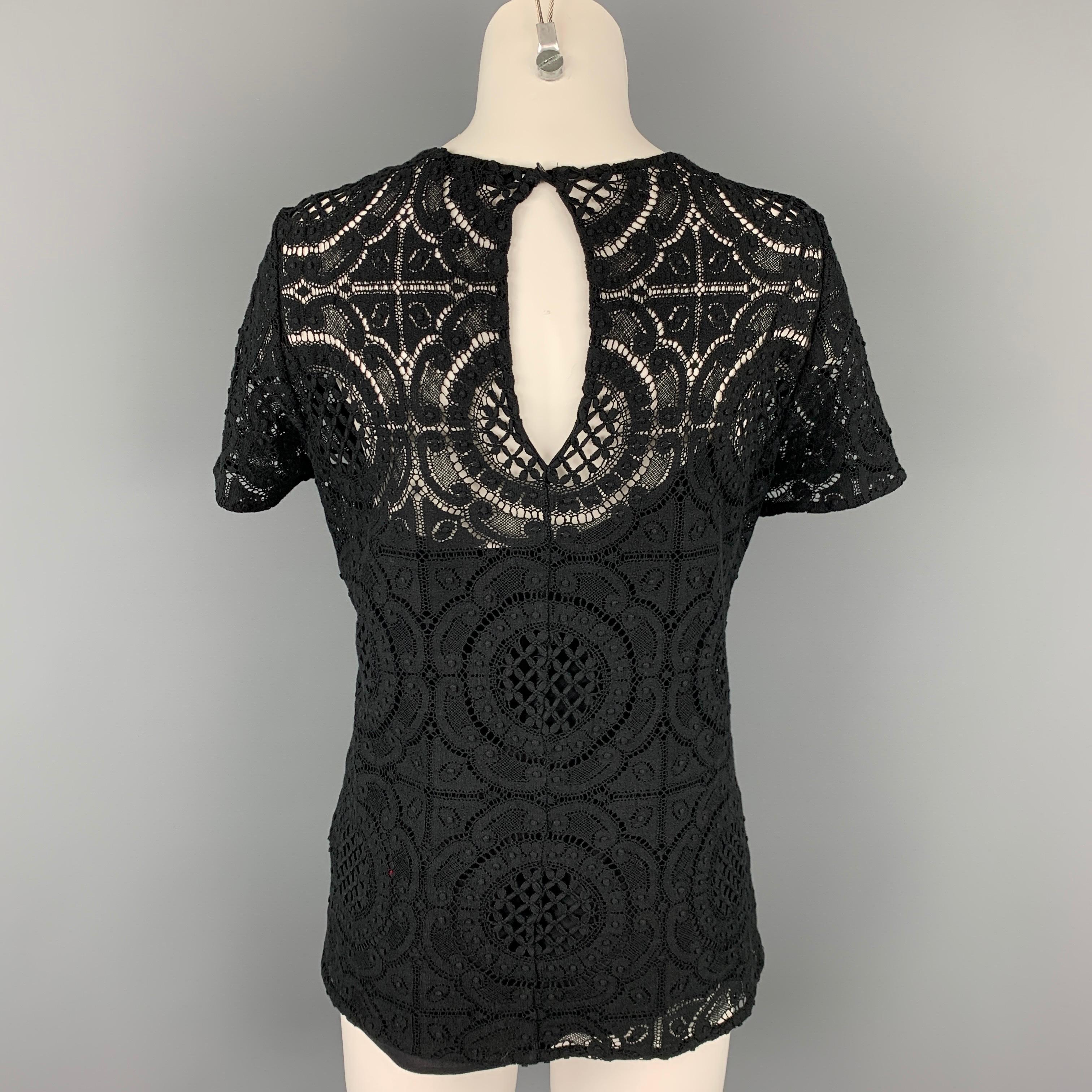 Women's BURBERRY PRORSUM Size 10 Black Cotton / Nylon Dress Top