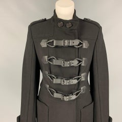 BURBERRY PRORSUM Size 10 Black Nylon / Cotton Duffle Closure Military Coat