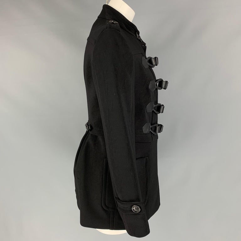 BURBERRY PRORSUM - Manteau militaire en nylon/coton noir avec fermeture à  glissière, taille 10 - En vente sur 1stDibs