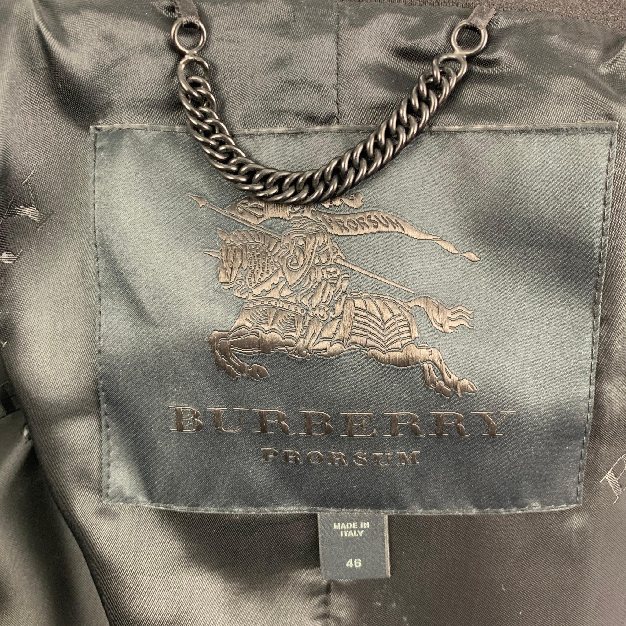 BURBERRY PRORSUM Size 10 Black Nylon / Cotton Duffle Closure Military Coat 1