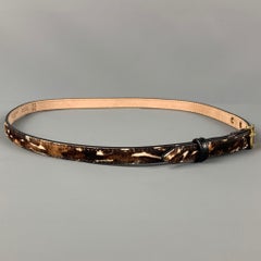 BURBERRY PRORSUM Size 32 Brown White Animal Print Pony Hair Belt