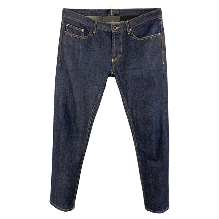 Blue 32 Rops BURBERRY PRORSUM Size 32 Indigo Blue Denim Slim Jeans For Sale at 1stDibs