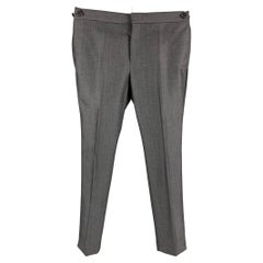 BURBERRY PRORSUM Size 32 Slate Grey Stripe Wool Tuxedo Dress Pants