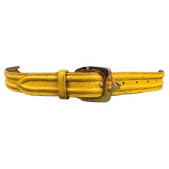 BURBERRY PRORSUM Size 32 Yellow Textured Leather Belt