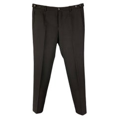 Burberry Prorsum Taglia 34 Pantaloni in lana nera con chiusura a bottone
