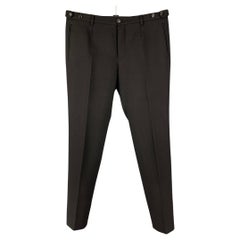 BURBERRY PRORSUM Size 38 Black Shiny Twill Flat Front Dress Pants at ...