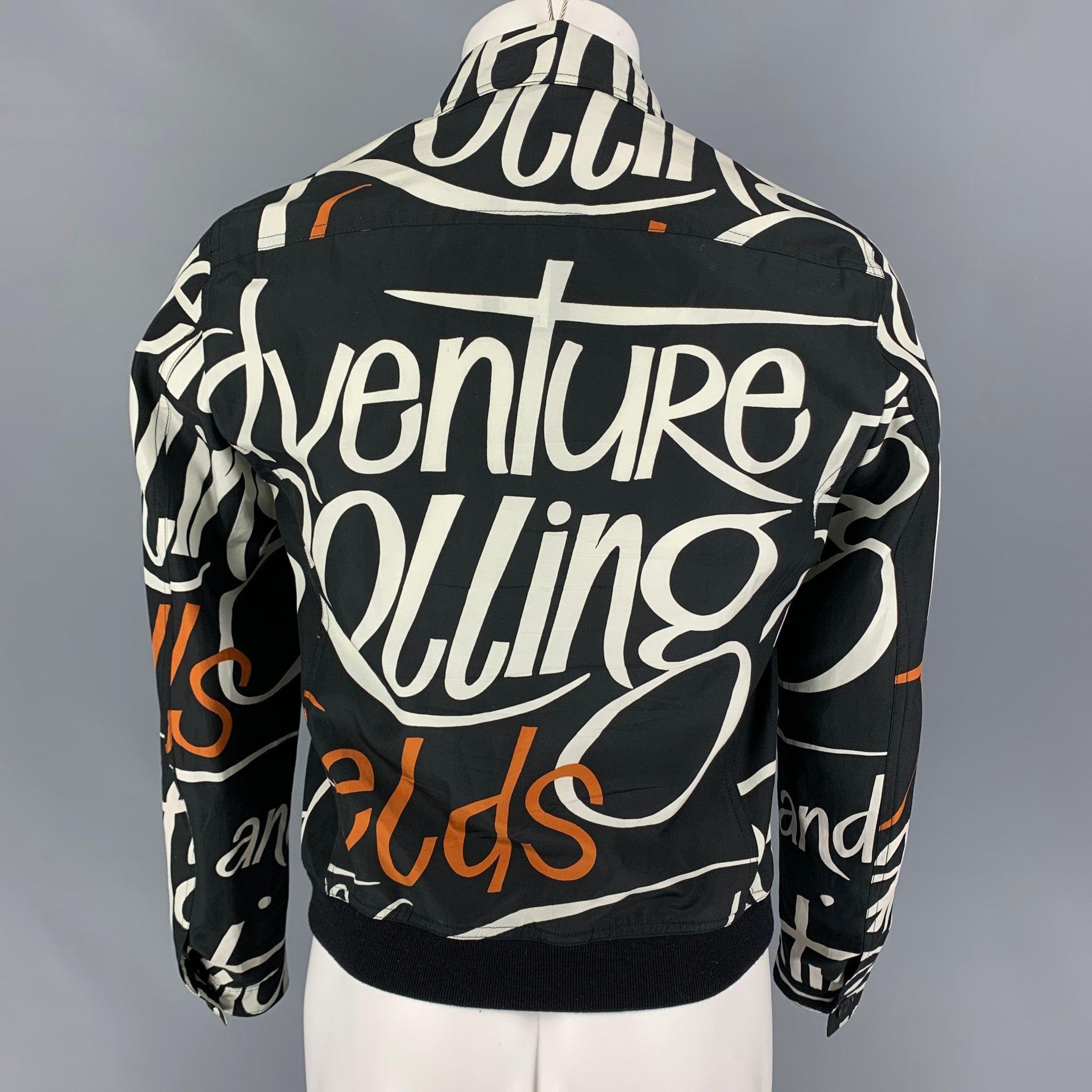 BURBERRY PRORSUM Size 36 Black Copper Graphic Silk Blend Jacket In Good Condition For Sale In San Francisco, CA