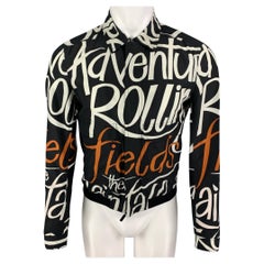 Used BURBERRY PRORSUM Size 36 Black Copper Graphic Silk Blend Jacket