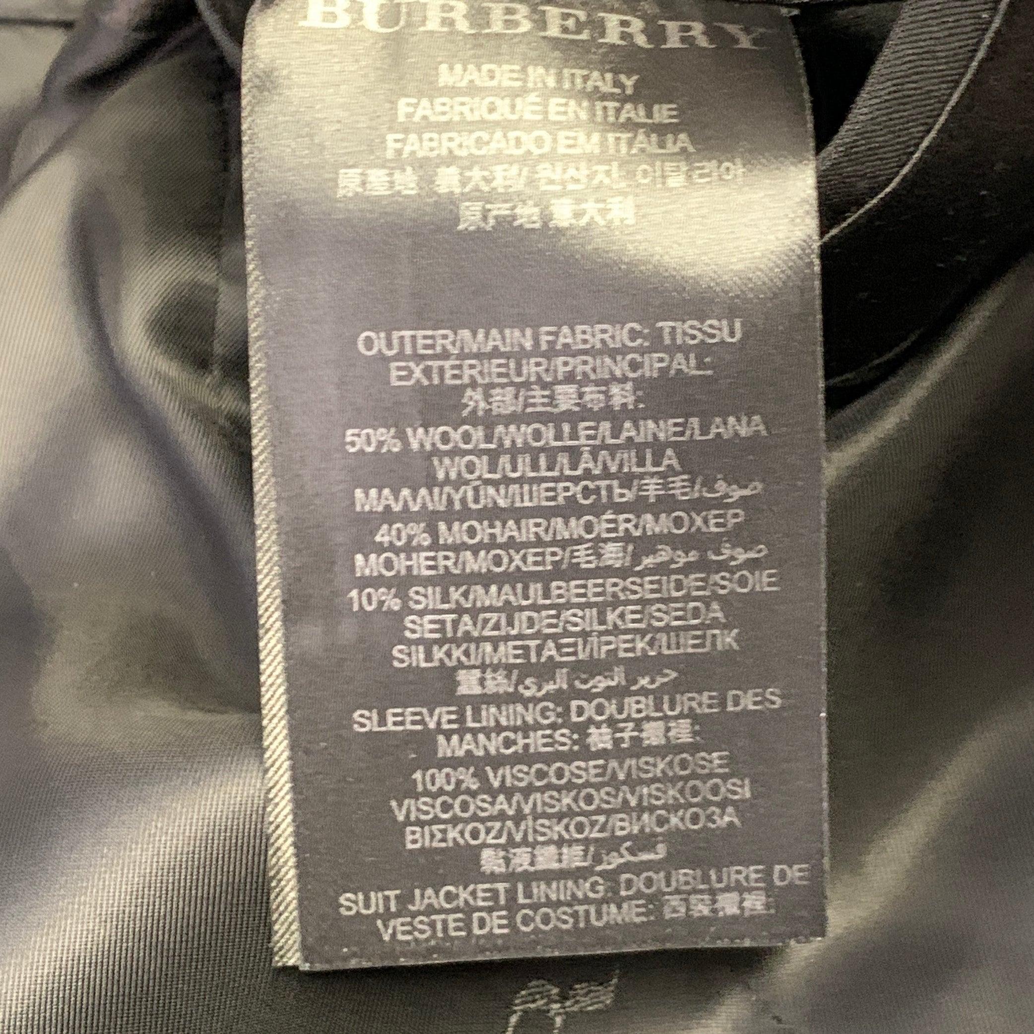 Burberry Prorsum Taille 36 Costume noir en laine mohair soie à revers échancré en vente 6