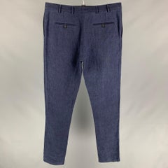 BURBERRY PRORSUM Size 36 Indigo Blue Linen Zip Casual Pants