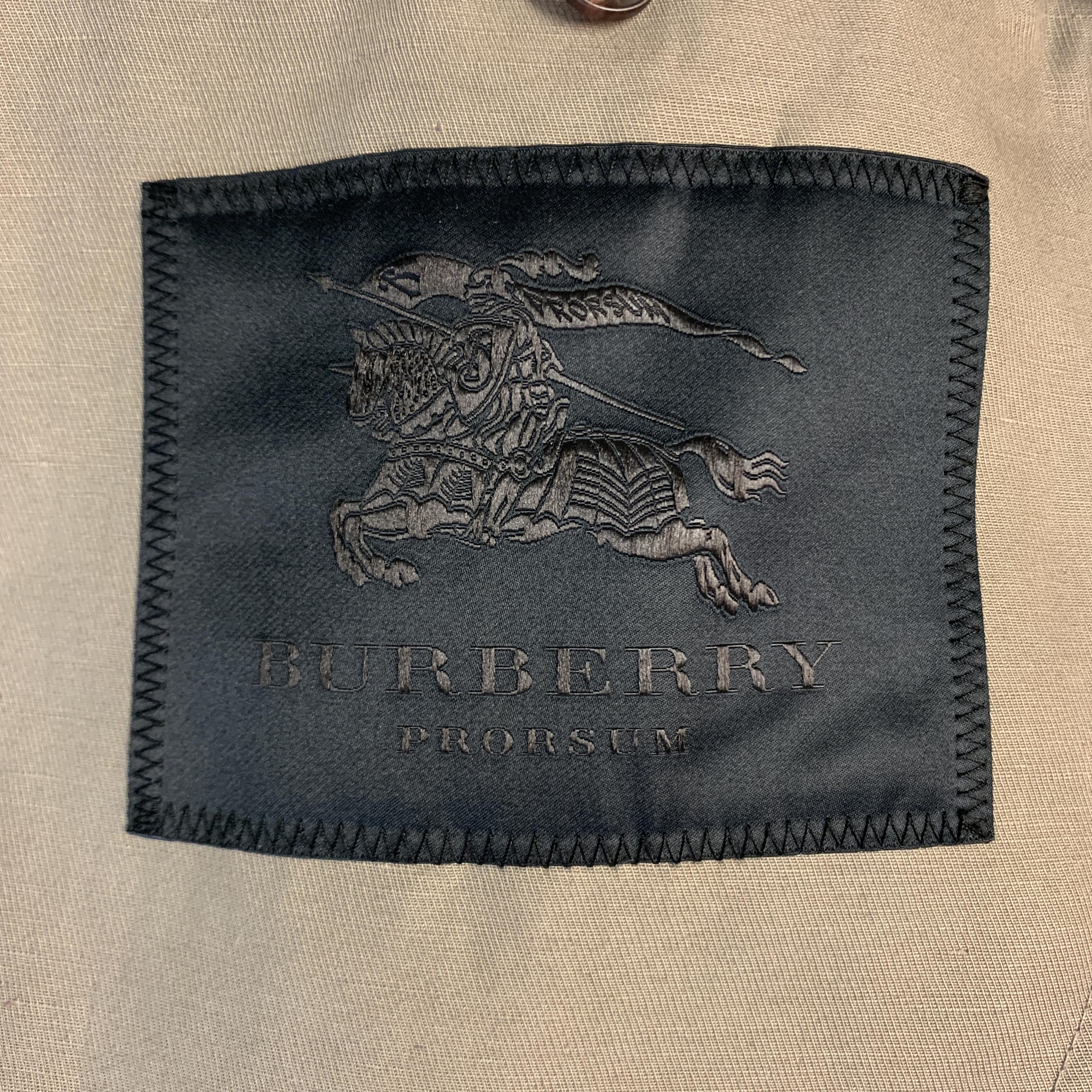 BURBERRY PRORSUM Size 36 Khaki Cotton / Linen Belted Trenchcoat $658.00 3