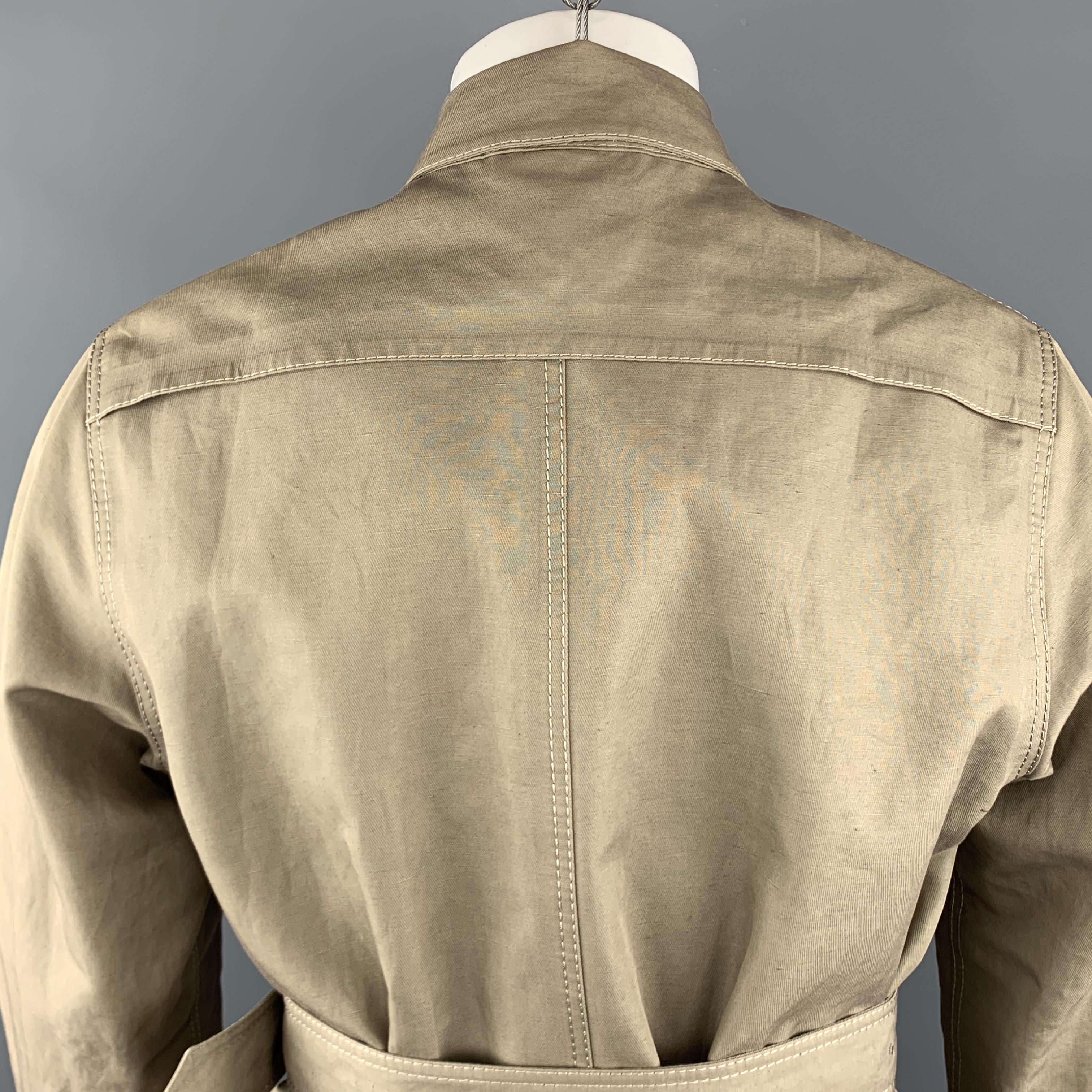 BURBERRY PRORSUM Size 36 Khaki Cotton / Linen Belted Trenchcoat $658.00 1