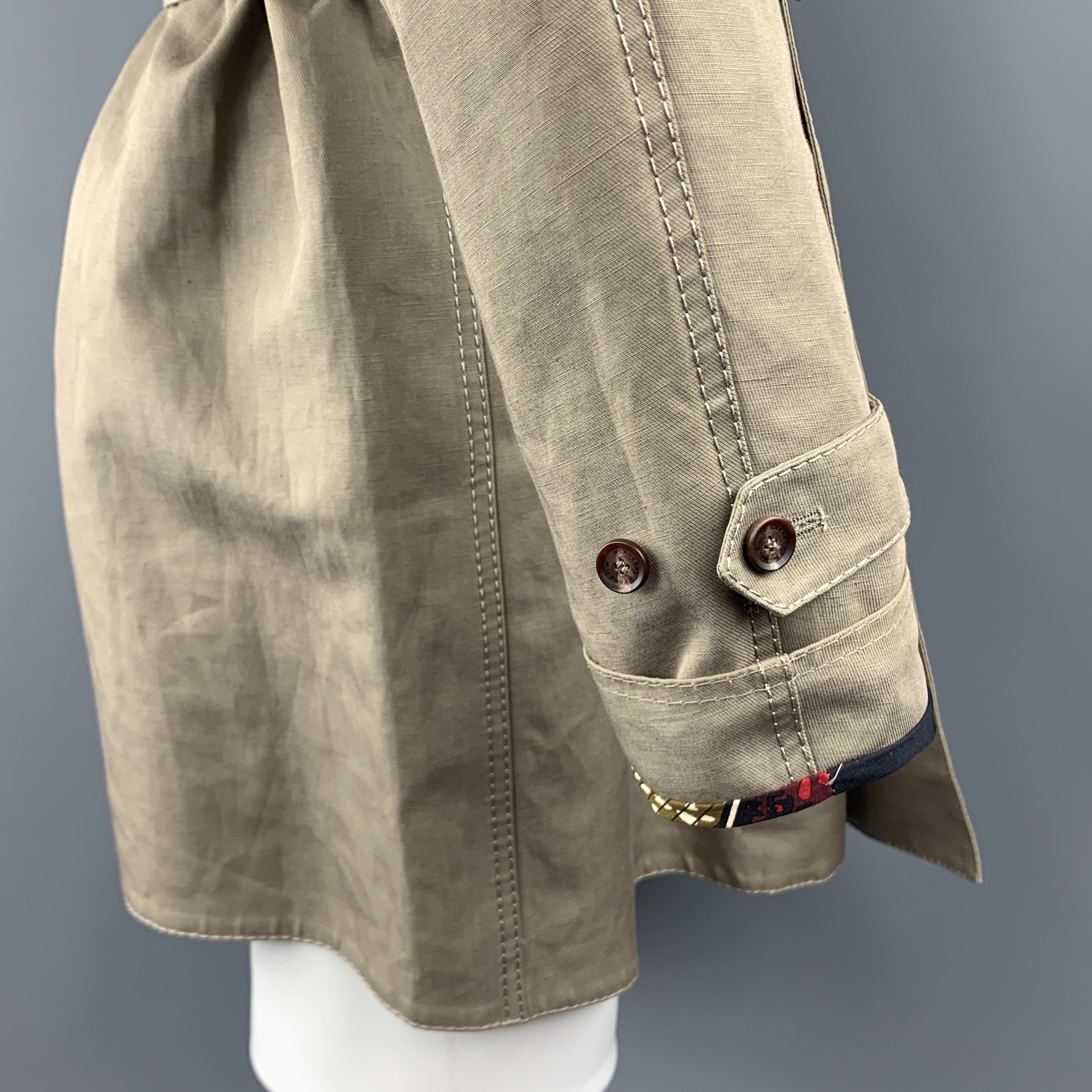 BURBERRY PRORSUM Size 36 Khaki Cotton / Linen Belted Trenchcoat $658.00 2