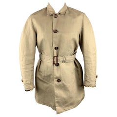 BURBERRY PRORSUM Size 36 Khaki Cotton / Linen Belted Trenchcoat $658.00