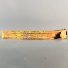 BURBERRY PRORSUM Size 36 Orange Yellow Floral Canvas Leather Belt