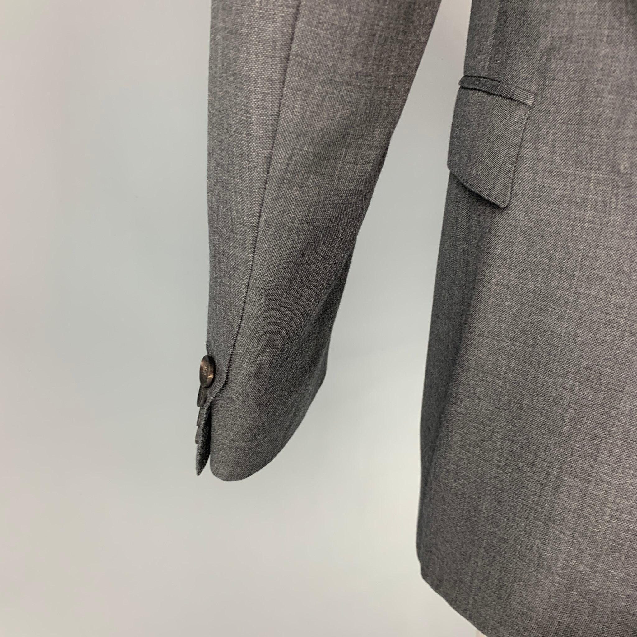 BURBERRY PRORSUM - Manteau de sport en laine gris ardoise à revers pointu, taille 36 en vente 1