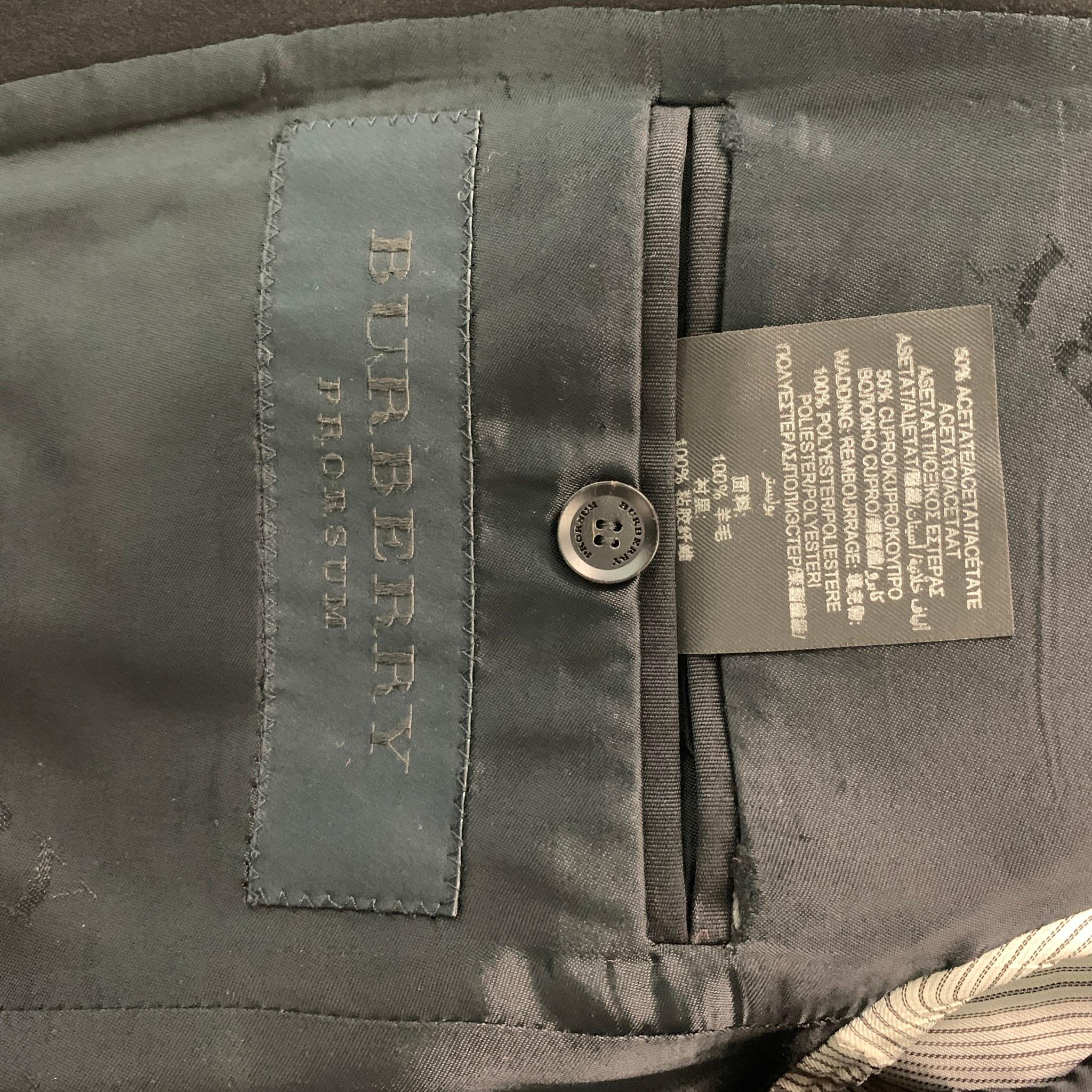 BURBERRY PRORSUM Size 38 Black Virgin Wool Tuxedo Sport Coat In Excellent Condition In San Francisco, CA