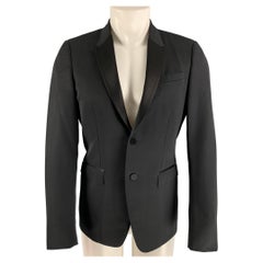 BURBERRY PRORSUM Size 38 Black Virgin Wool Tuxedo Sport Coat