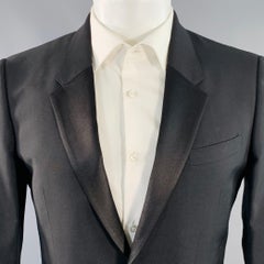 BURBERRY PRORSUM Size 38 Black Wool Mohair Silk Tuxedo Sport Coat