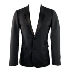 BURBERRY PRORSUM Size 38 Black Wool Mohair Silk Tuxedo Sport Coat