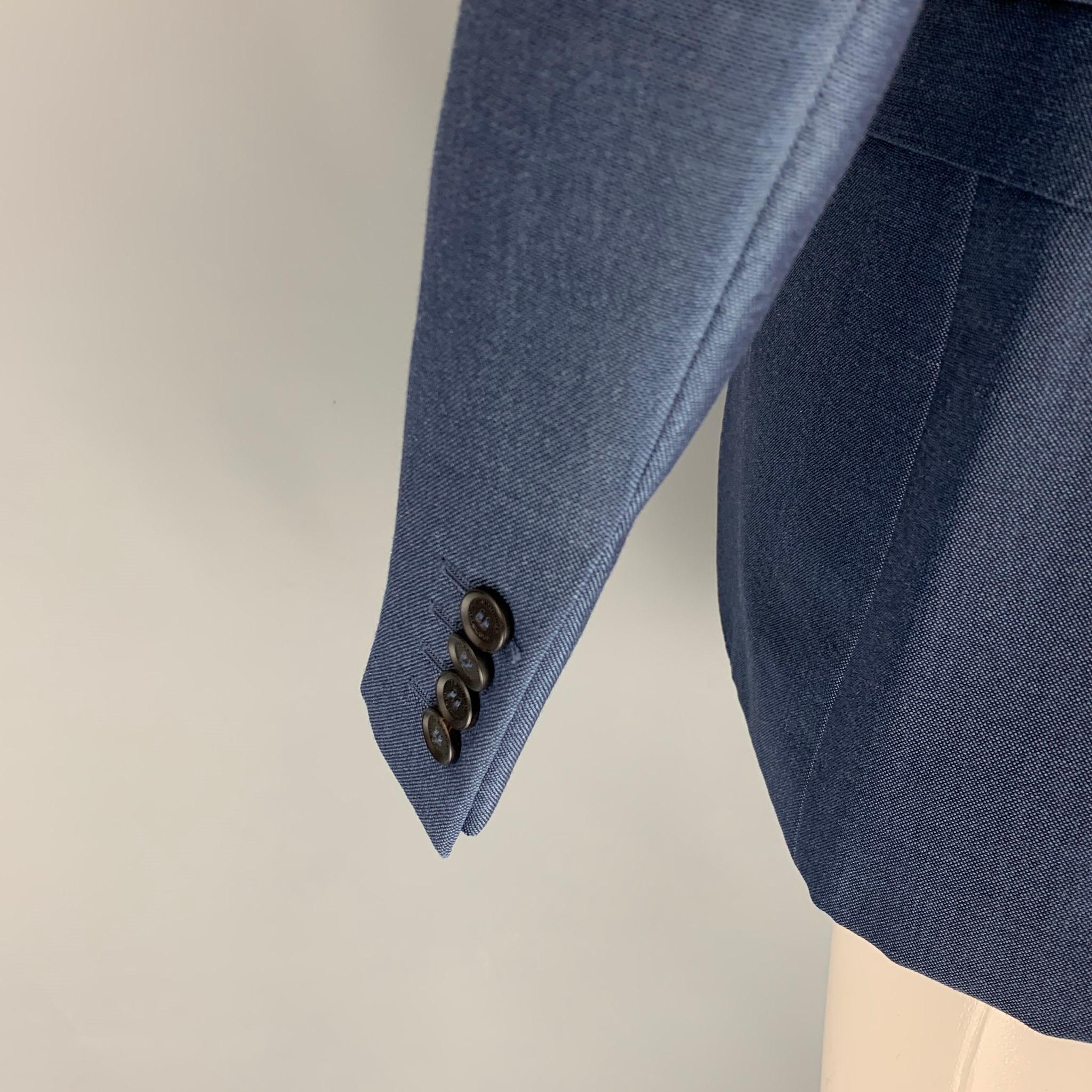 BURBERRY PRORSUM Size 38 Regular Blue Wool / Mohair Notch Lapel Suit In Excellent Condition In San Francisco, CA