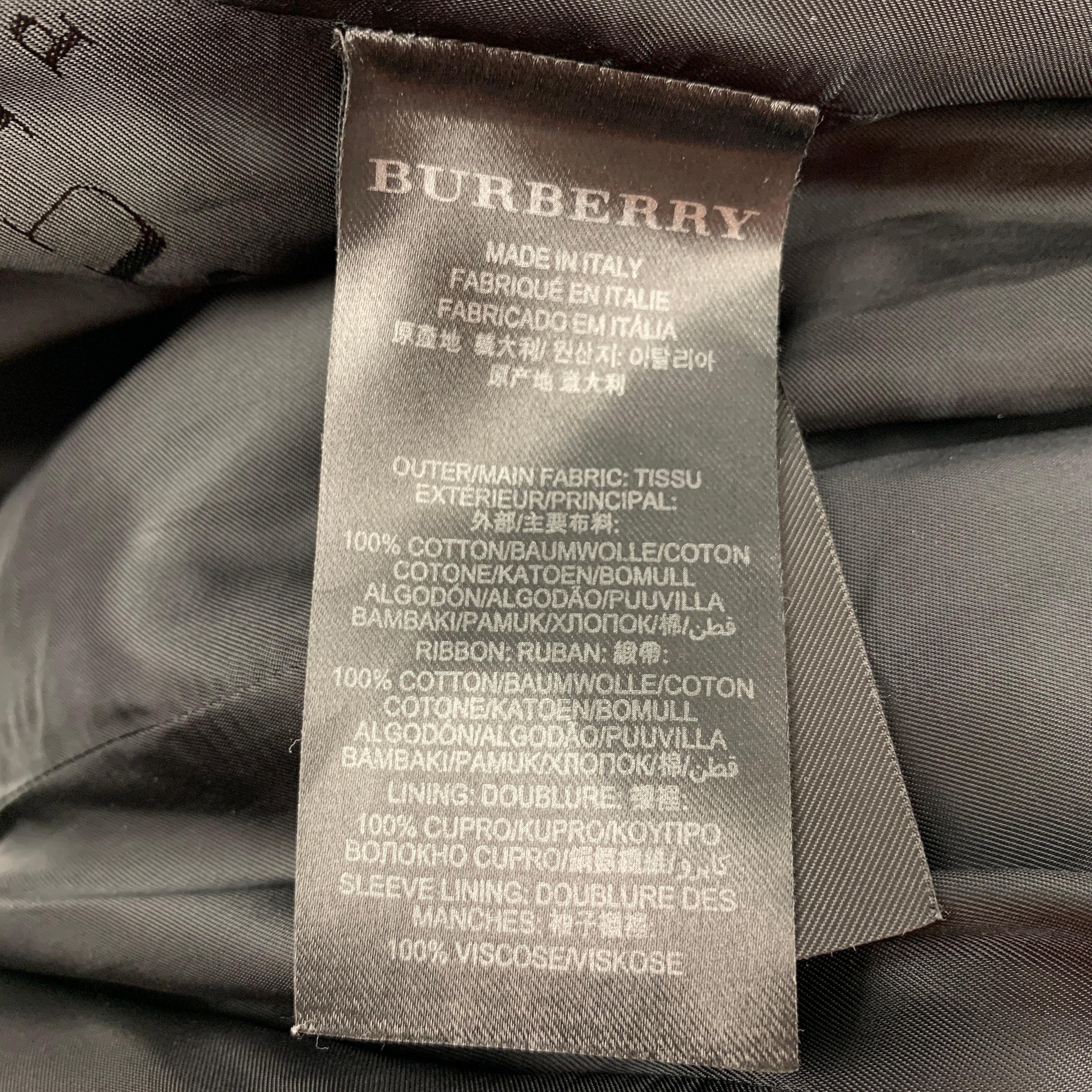 BURBERRY PRORSUM Size 4 Black White Cotton Embroidered Double Breasted Coat In Good Condition In San Francisco, CA