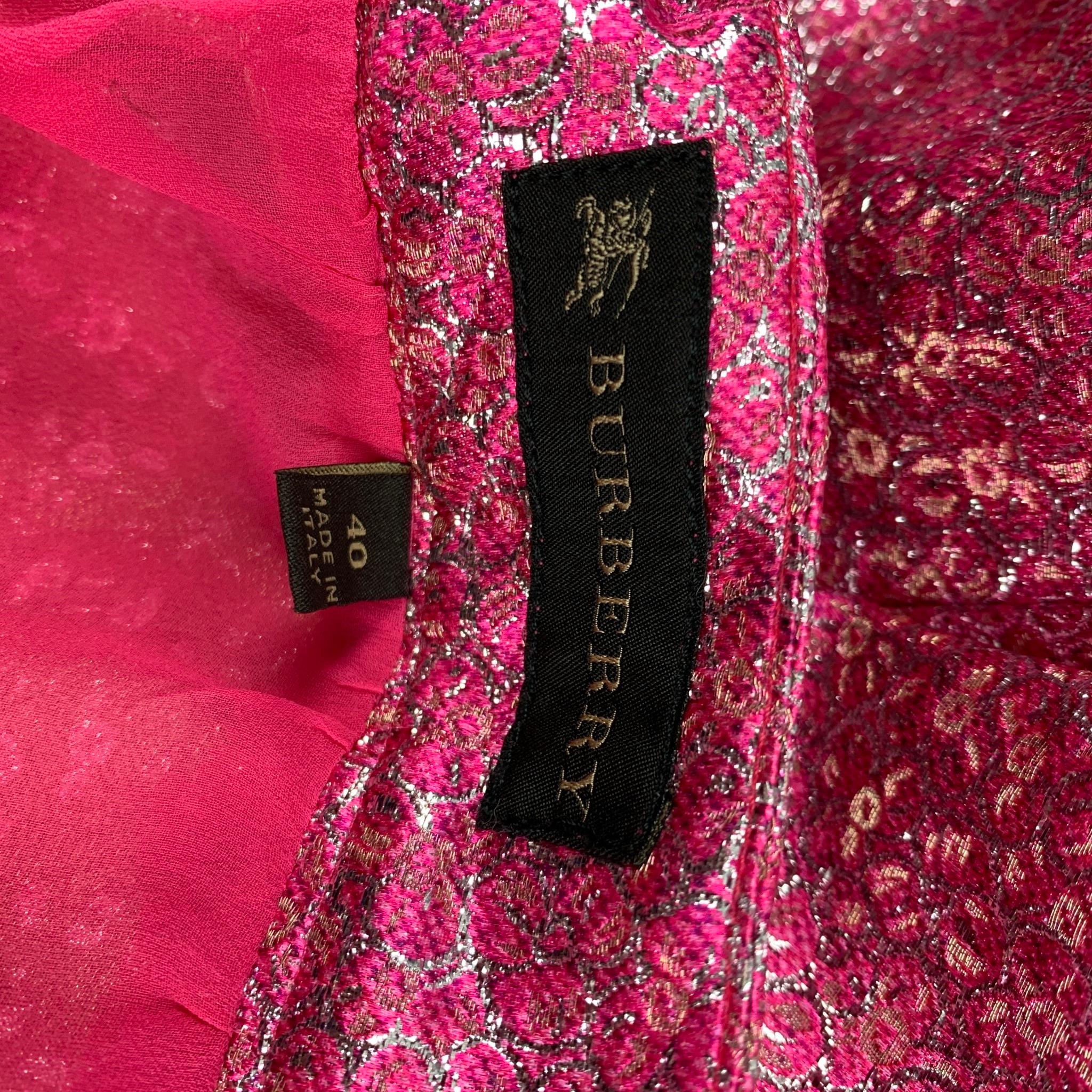 Women's BURBERRY PRORSUM Size 4 Pink Metallic Polyester Silk Sparkly Pleated Skirt
