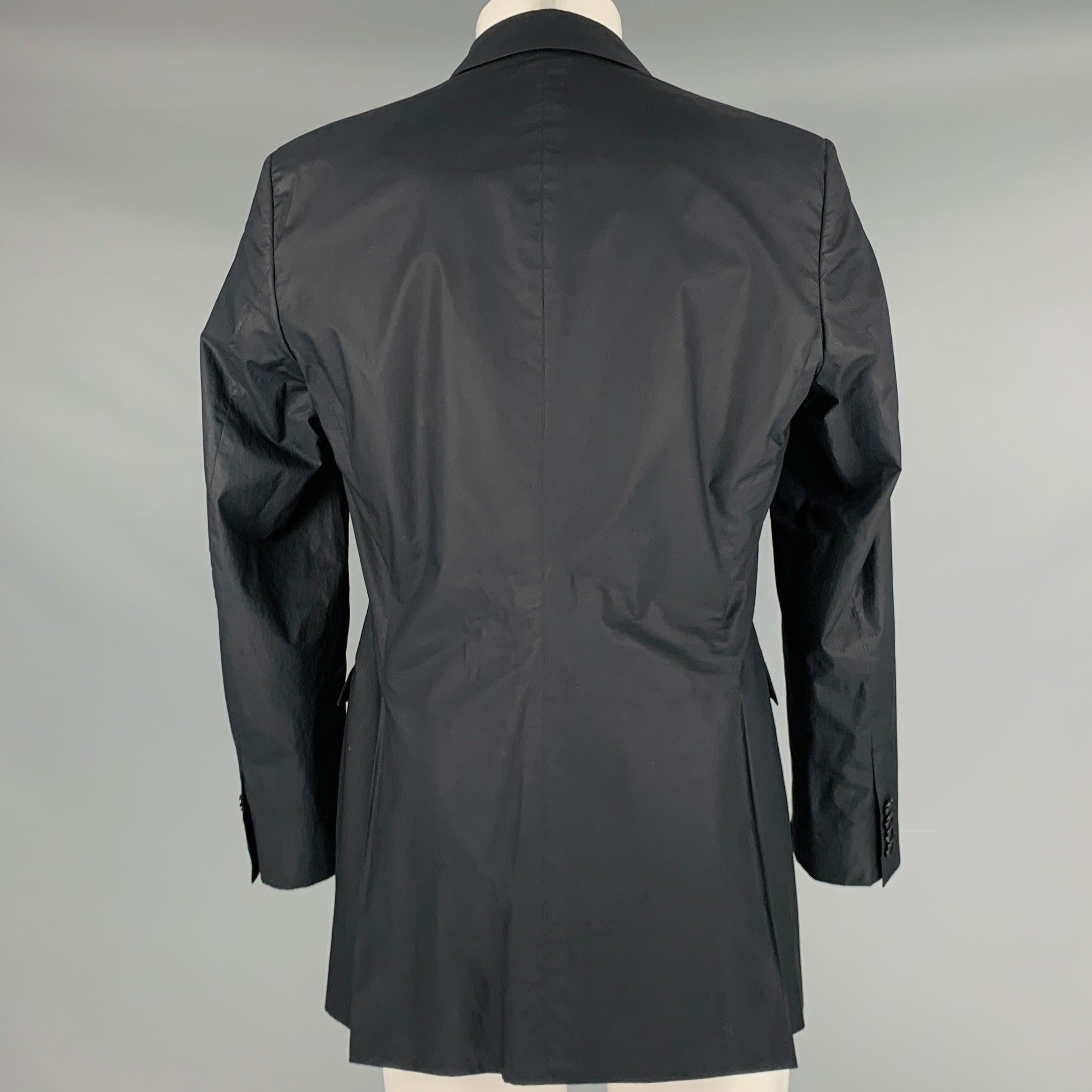 BURBERRY PRORSUM Size 40 Black Coated Cotton Sport Coat In Good Condition For Sale In San Francisco, CA