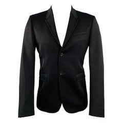 BURBERRY PRORSUM Size 40 Black Wool Twill Notch Lapel Sport Coat
