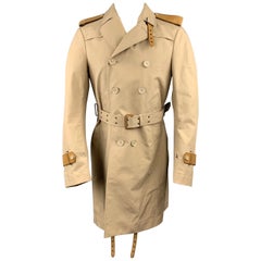 BURBERRY PRORSUM Size 40 Khaki Solid Coated Canvas Trenchcoat