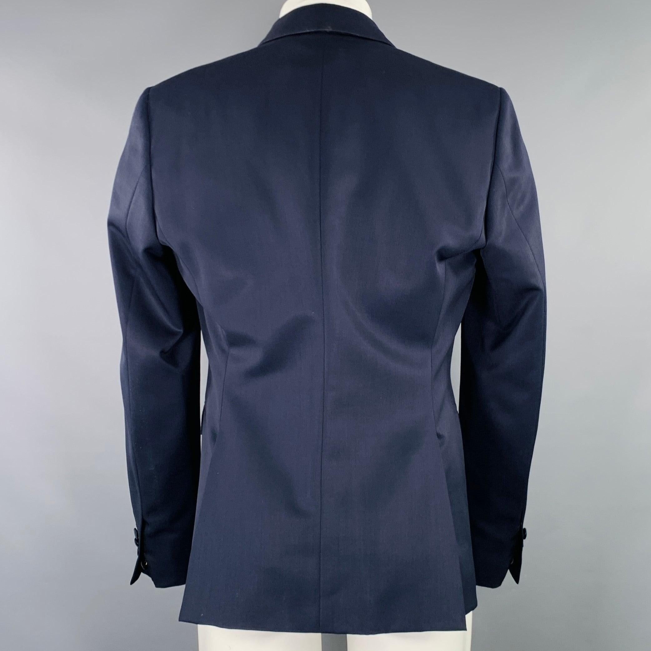 Black BURBERRY PRORSUM Size 40 Navy Blue Virgin Wool Tuxedo Sport Coat For Sale