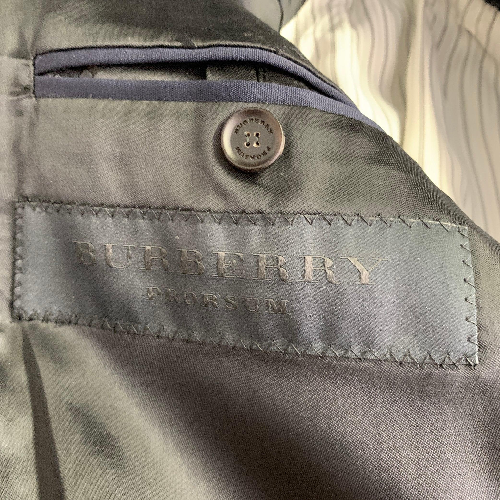 Men's BURBERRY PRORSUM Size 40 Navy Blue Virgin Wool Tuxedo Sport Coat For Sale