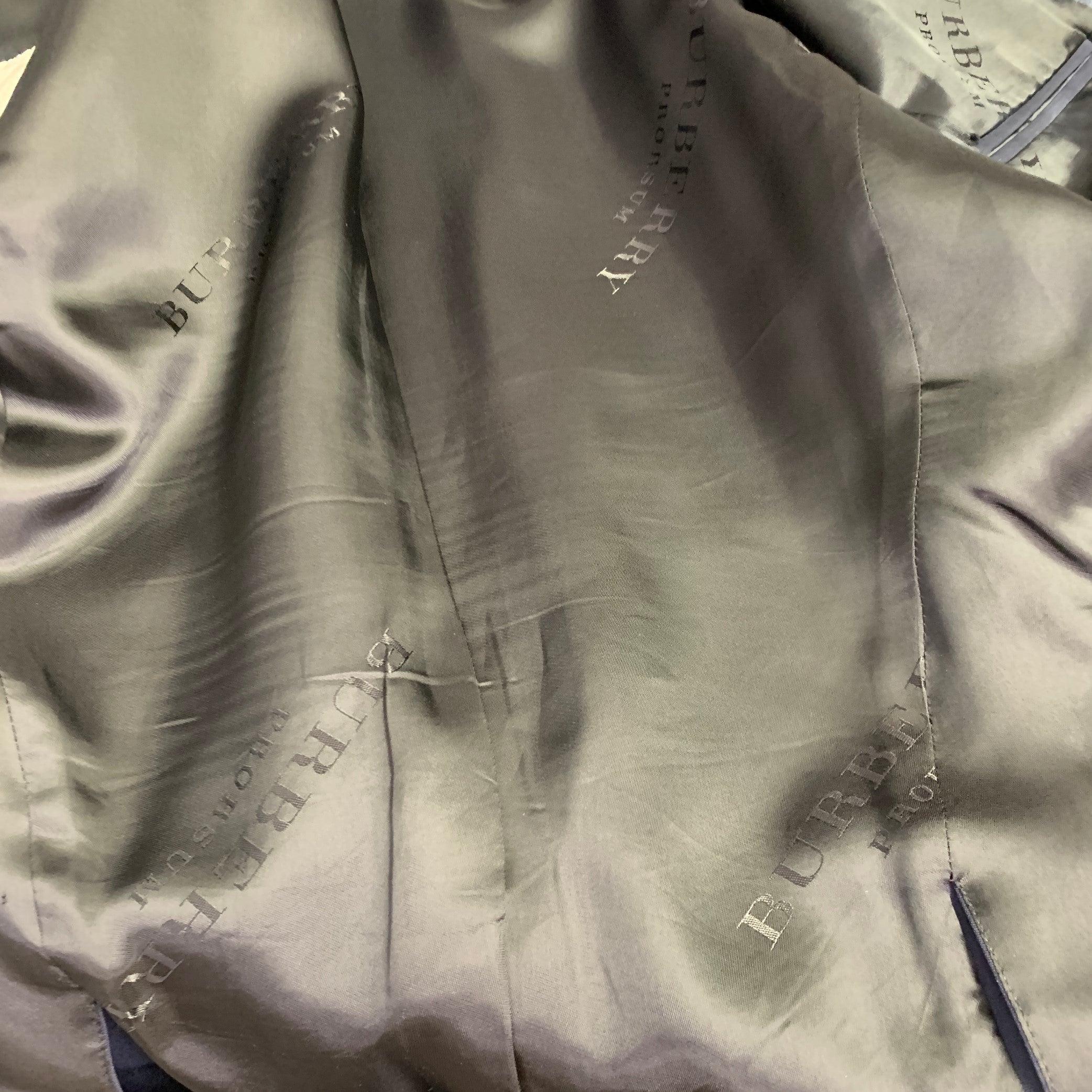 BURBERRY PRORSUM Size 40 Navy Blue Virgin Wool Tuxedo Sport Coat For Sale 1