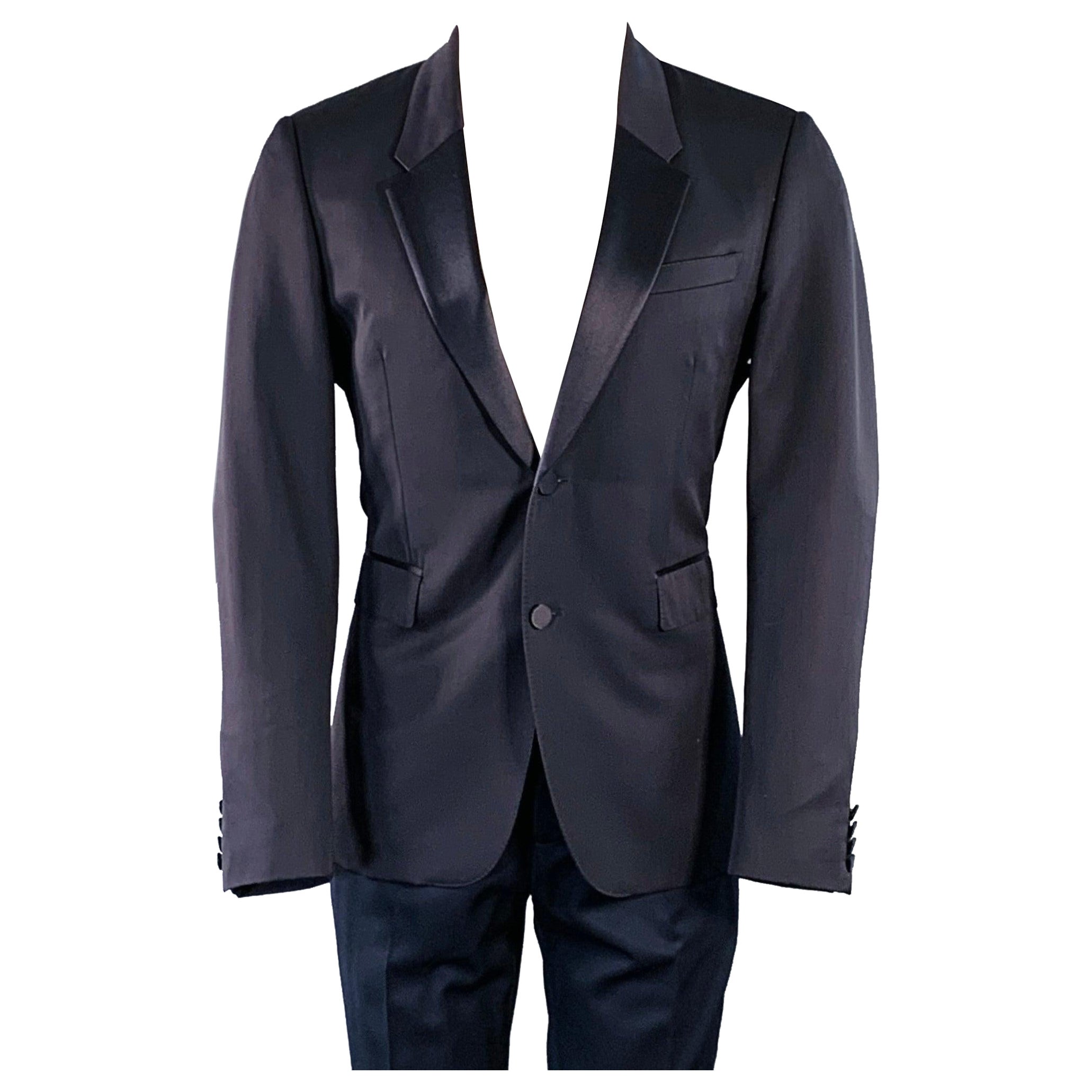 BURBERRY PRORSUM Size 40 Navy Wool Notch Lapel Tuxedo