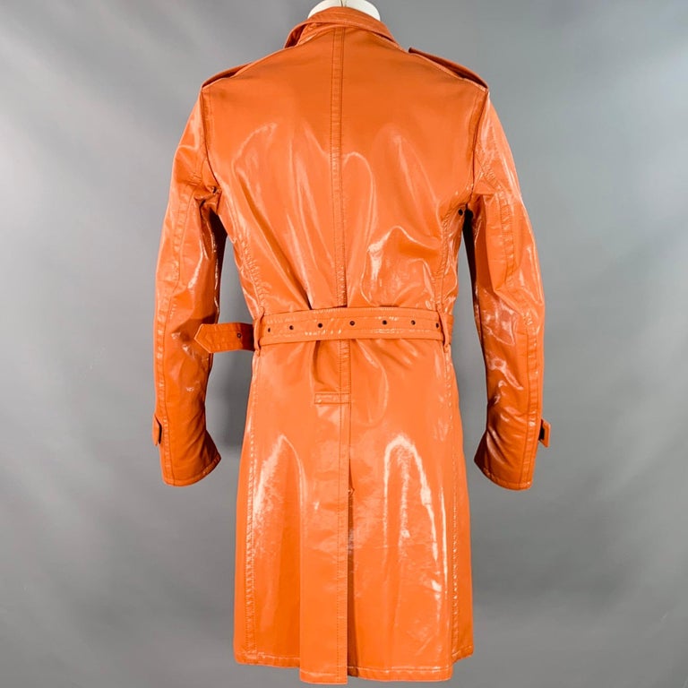 BURBERRY PRORSUM Size 40 Orange Polyethylene Blend Belted Rain