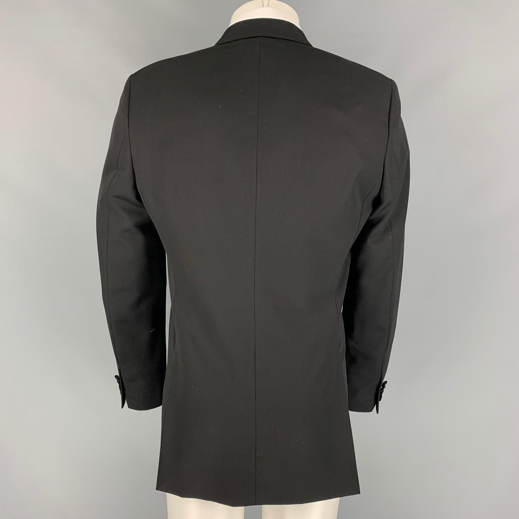 Men's BURBERRY PRORSUM Size 40 Regular Black Virgin Wool Tuxedo Sport Coat