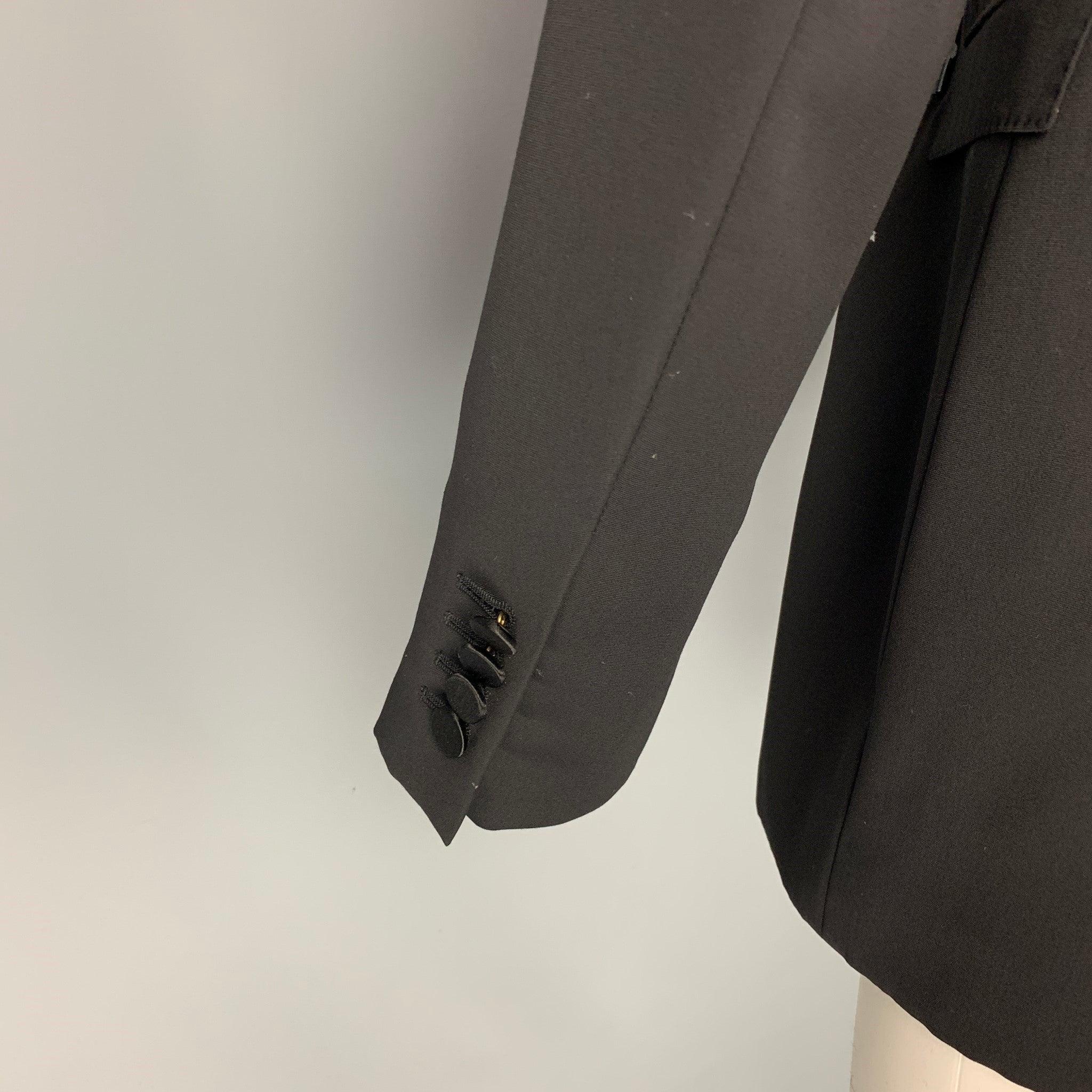 BURBERRY PRORSUM Size 40 Regular Black Virgin Wool Tuxedo Sport Coat 1