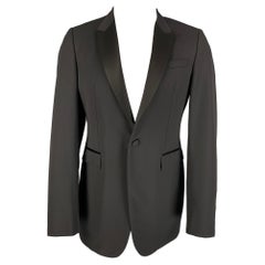 BURBERRY PRORSUM Size 40 Regular Black Virgin Wool Tuxedo Sport Coat