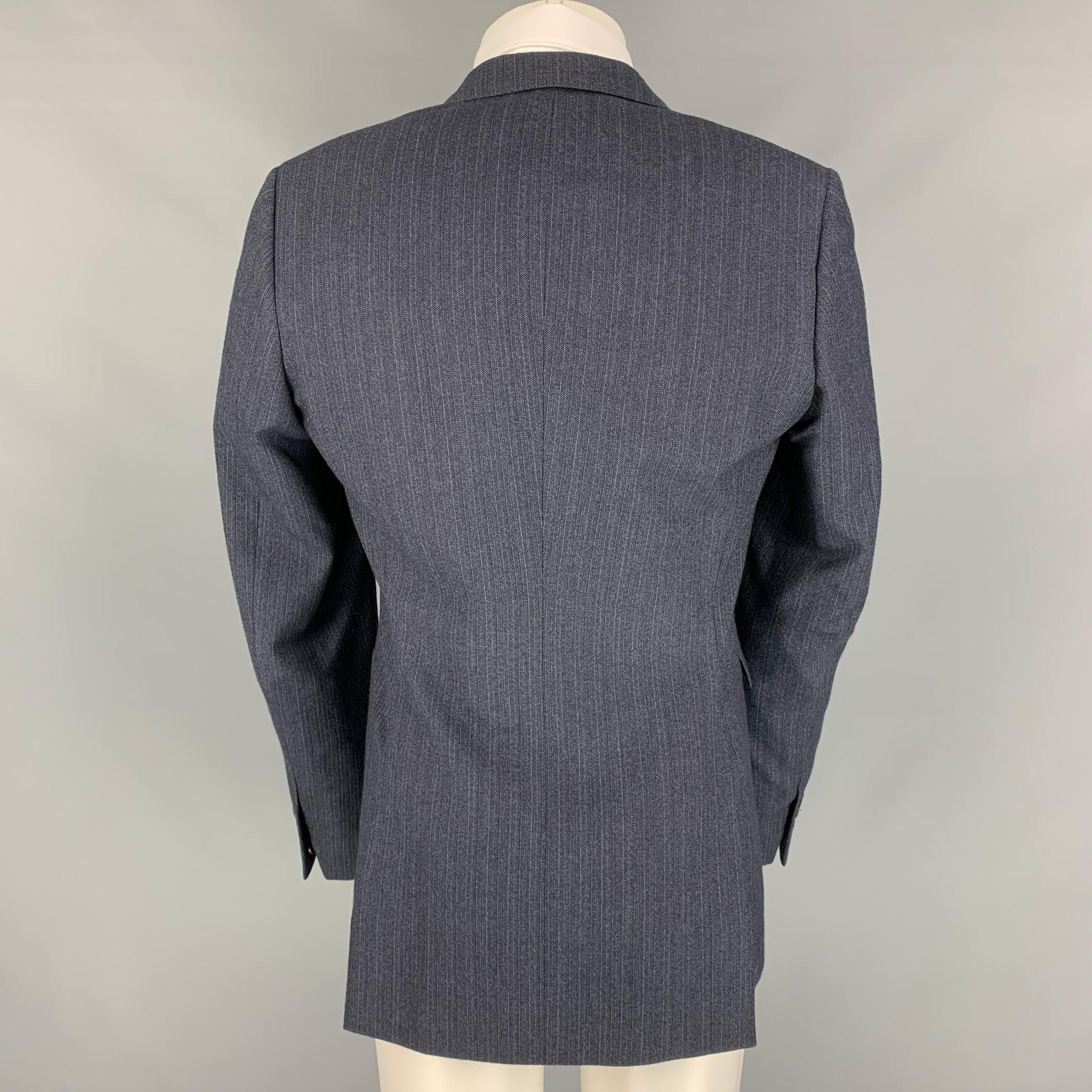 BURBERRY PRORSUM Size 40 Regular Navy & Grey Wool Notch Lapel Sport Coat In Good Condition In San Francisco, CA