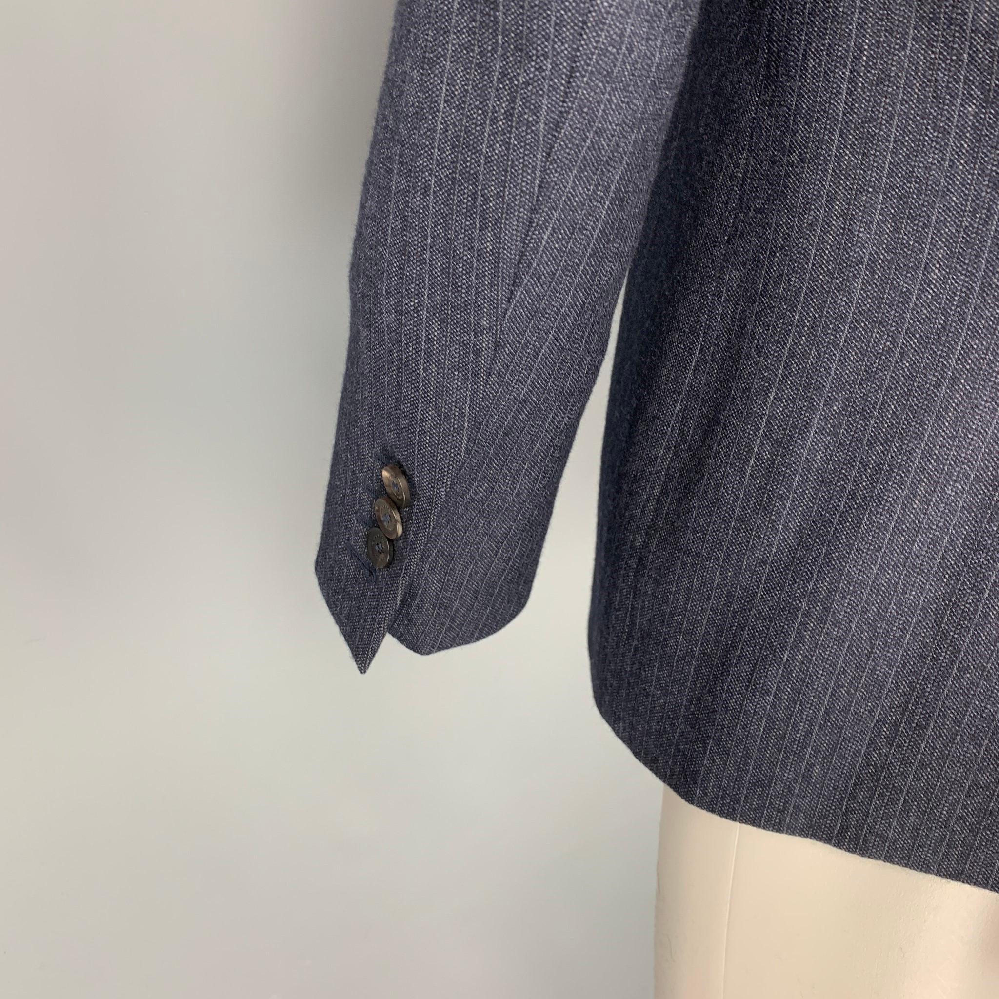 Men's BURBERRY PRORSUM Size 40 Regular Navy & Grey Wool Notch Lapel Sport Coat