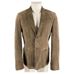 BURBERRY PRORSUM Size 40 Regular Taupe Solid Suede Peak Lapel Sport Coat