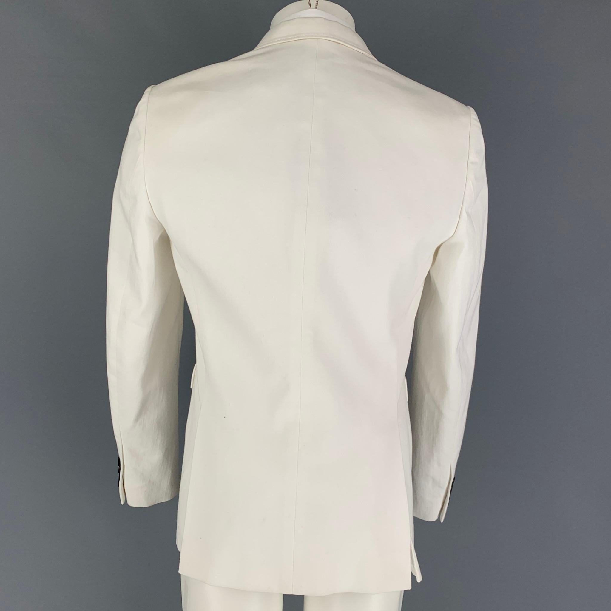 BURBERRY PRORSUM Size 40 White Cotton Notch Lapel Sport Coat In Good Condition In San Francisco, CA